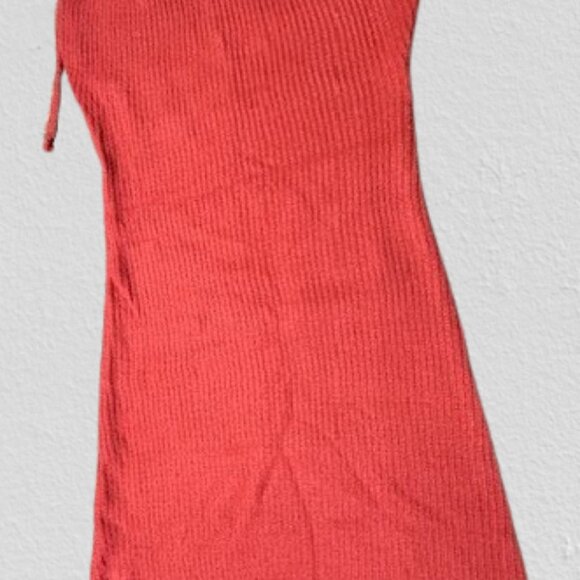 Red Midi Shoulder Tie Sweater Dress - Picture 8 of 15